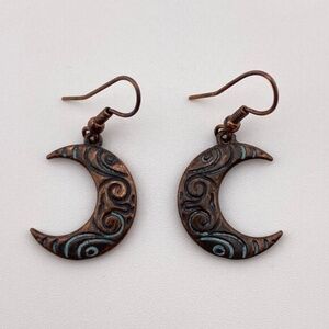 Patina Crescent Moon Earrings